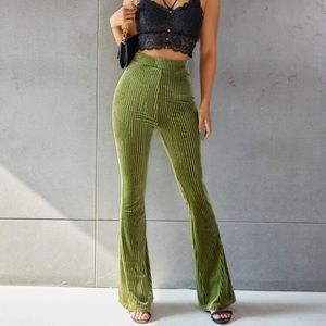Green Velvet Bell Bottoms